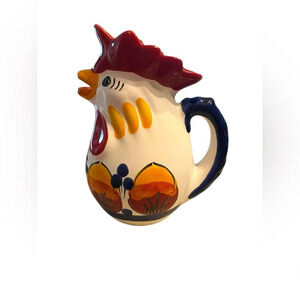 Sicilian Rooster Pitcher Hand Painted Italian Potter